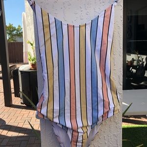 NEW Caroline Constas Striped One Piece Swim Suit